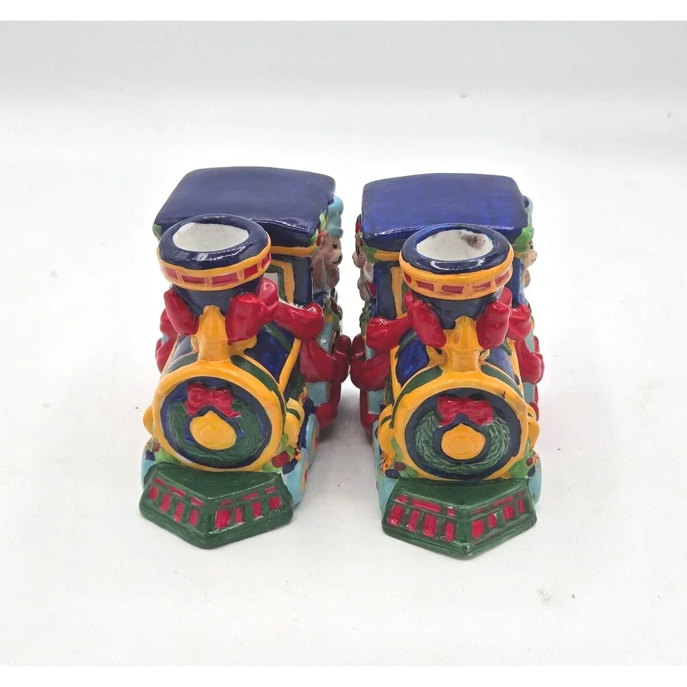 Pair of Vintage Holiday Express‎ Train Candle Holders